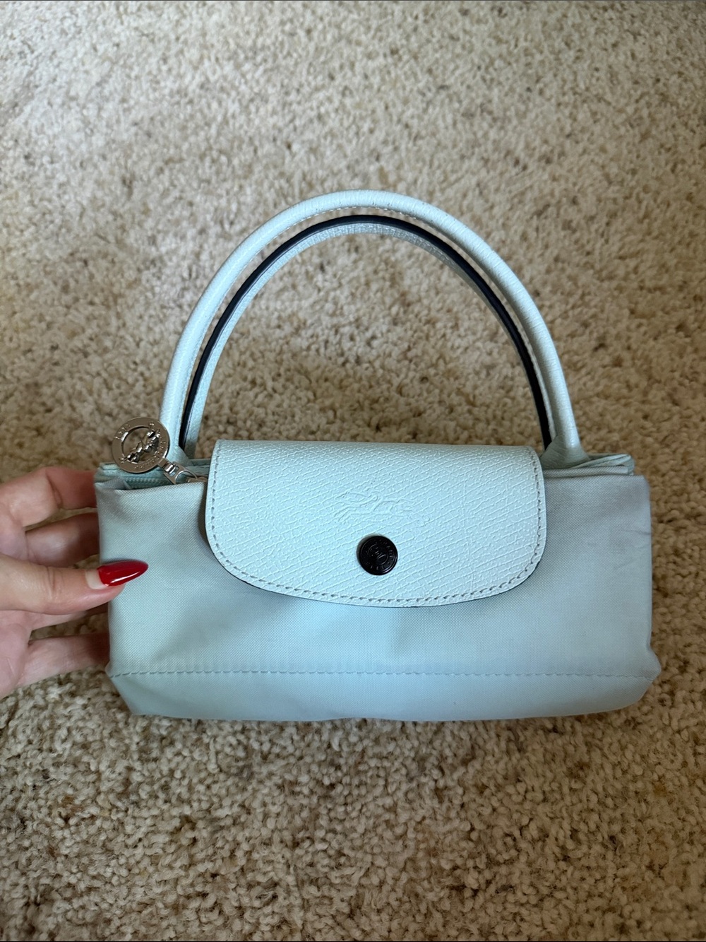 Longchamp Pale Blue Mini Top-Handle Bag